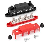Bus Bar 12V 250A Power Distribution Block 4 x M8(5/16") Studs Marine Bus Bar 12 Volt Battery Busbar Terminal Block for Marine, Automobile, RV, Battery Terminal Block, Solar Wiring - Negative&Positive