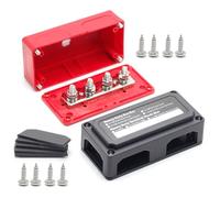 Bus Bar 300A 12V DC Marine Insulated Junction Post 4* M8 Power Distribution Bus Bar Box Terminal Block For Automotive(Red and Black)