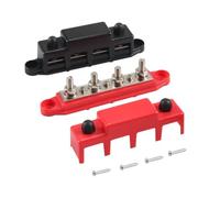 Bus Bar for 12V-48V Systems 150 Amp with 4 x M8 Terminal Studs Polycarbonate Cover and for Ring Terminals for Automotive Marine Solar Applications