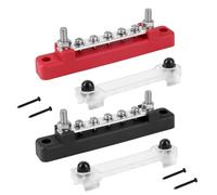 Bus Bar M6 12V Terminal Block Bus Bar 1/4 Inch Stud 150A Electrical Power Distribution for Truck Boat Camper RV Caravan(5P Black and Red)
