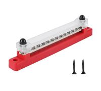 Bus Bar M6 12V Terminal Block Bus Bar 1/4 Inch Stud 150A Electrical Power Distribution for Truck Boat Camper RV Caravan(12P Red)
