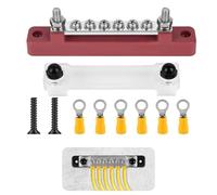 Bus Bar,Terminal Block,12V-48V Single-Row Covered Power Ground Distribution Block,150a Common Busbar Power Terminal Blocks with 2 M6 Studs 6 M4 Screws Terminals for Car Boat Marine Caravan Rv (Red)