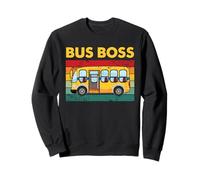 Bus Boss Retro School Bus Driver Vintage Graphic Quote Art Sweatshirt