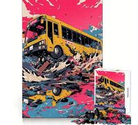 Bus Crashing Through Debris for Adults 1000 Piece Jigsaw Puzzle Cognitive Workout Restful Escape No Rough Edges Ideal Present (38x26cm)