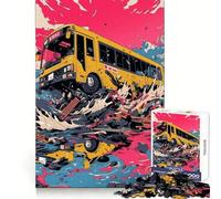Bus Crashing Through Debris Jigsaw for Adults1000 Pieces Cognitive Skill Soothing Downtime Solid Lock Ideal Xmas Gift (50x75cm)