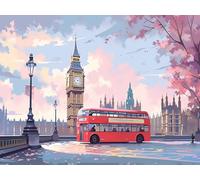 Bus Diamond Art Architecture Diamond Painting, Dimond Art for Adults Beginner, Crystal Dimond Painting Accessories Kits Complete, Crystal Crafts Kit for Home Decor, Gifts for Women 70x50cm, Model 357