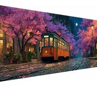 Bus Diamond Art Kits Adults, Diamond Painting Street Crystal Art Kits for Kids Beginners, 5D Full Drill Round Gem Dots Rhinestone Embroidery Paintings Crafts Picture, Hobbies for Women 80x160cm l4-13j