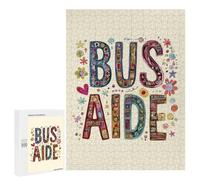 Bus Driver Aide Back to School Funny Wooden Jigsaw Puzzle with Storage Box Adult Puzzles Letter on Back Gift for Family Game