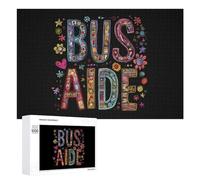 Bus Driver Aide Back to School Funny Wooden Puzzle Adults Difficult Jigsaw Puzzles with Storage Box for Family Game Birthday Gift