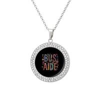 Bus Driver Aide Back to School Multicolored Alloy Diamond Necklaces Brilliant Circle Pendant Necklace Jewelry Gift for Women