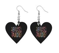 Bus Driver Aide Back to School Printed Wooden Earrings Pendants Lightweight Dangle Drop Earring Charms Gifts for Women