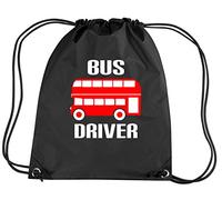 BUS DRIVER' BLACK Drawsting Bag with Red and White print