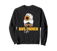 Bus Driver Life Messy Bun Bus School Sweatshirt