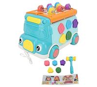 Bus Hammering Pounding Toy Multifunctional Educational Hammering Game Musical Light Up Learning Toy for Early Baby Sensory Development