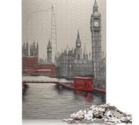 Bus in London Jigsaw Puzzle 500 Piece Jigsaw Puzzles For Adults Teenager Wooden Puzzles Toy Game Explore Creativity And Problem Solving 500pcs (52x38cm)