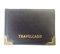 BUS PASS LEATHER TRAVEL CARD HOLDER BLACK - by MV Shop Ltd.