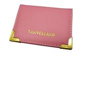 BUS PASS / LEATHER TRAVEL CARD HOLDER-PINK COLOUR - by velson