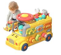 Bus Shape Activity Busy Cube - -Inspired Wooden Learning Bus, Sensory Toy for | Travel-Friendly Educational Play, Kids Safety Colorful Design for Engagement, Fine Motor Skill Builder, Compact D
