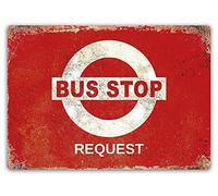 Bus Stop Request Tin Sign Wall Decor Metal Poster Retro Plaque Warning Sign Crafts for Office Cafe Club bar