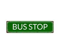 BUS STOP Vintage Metal Tin Street Sign Wall Bathroom Farmhouse Garden Porch Patio Decor, 16 x 4 Inch