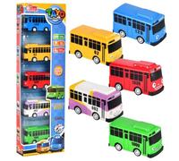 Bus Toy, School Bus Vehicles with Box, Children's Cars Playset,Friction-Powered Automobiles, 5PCS Pull Back Vehicles Model Car, Pull Back Toy Accessories Kids Gifts for Girls and Boys Ages 3 and Up-D