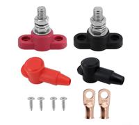 Busbar distribution board terminal blocks 12V 250A M10 stud for automotive RV yacht applications with resistant and flame retardant materials for long service life (Red+Black)