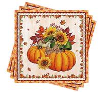 Buscando Autumn Fall Thanksgiving Napkins 40Pcs Halloween Pumpkin Maple Leaves Napkins Thanksgiving Autumn Decoration Fall Table Decoration Birthday Wedding Paper Napkin 33x33 cm