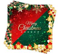 BUSCANDO Christmas Napkins Table Decorations 40Pcs Red Green Christmas Disposable Napkin 33X33cm Xmas Napkins Serviettes Red Paper Napkin for Birthday Wedding