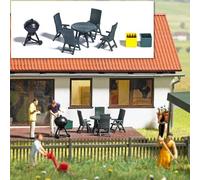 Busch 1190 - 1/87 / H0 Garden Party Set - Garden Furniture & Grill - New