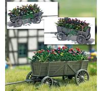 BUSCH 1228 HO Scale Wooden Cart With Roses, Dahlias And Summer Flowers