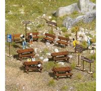 Busch 1484 - 1/87 / H0 Forest Seating Set made of Real Wood - New