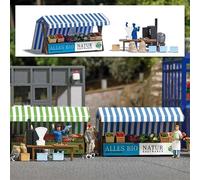 Busch 1823 - 1/87 / H0 Market Stalls Organic Vegetables & Smoked Fish - New