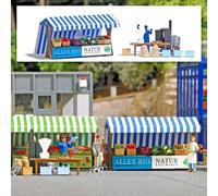 Busch 1823 Market Stalls Organic Vegetables & Smoked Fish, H0, New 2022