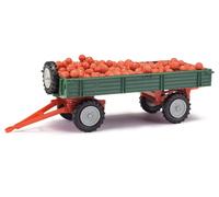 Busch 210010220 HO/OO Gauge Green Farm Trailer with Apples