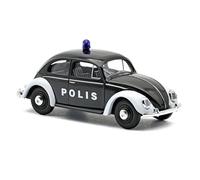 Busch 52969 1:87 VW Beetle Oval Window Police Sweden - New