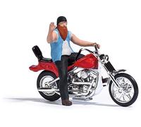 Busch 7861 A-Set: US motorcycle with biker 1:87