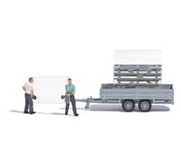 Busch 7905 Action Set: Window Builder with Glass Transport Trailer, H0