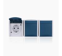 Busch-Jaeger 2300/3EW Schucko Socket 3-Way Grey/Blue-Green 2300/3 EW 53