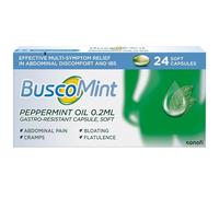 Buscomint 0.2 ml Peppermint Oil - IBS Multi-Symptom Treatment, Soft Gel Capsules, 24 count (Pack of 1), 100% Natural Active Ingredient, Preservatives Free