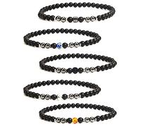 Busdeals 5Pcs Anti-Swelling Black Obsidian Anklet, Obsidian Beaded Bracelet, Black Chakra Energy Protection Bracelet Anti-Anxiety Obsidian Bracelet Gifts for Men Women