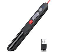 Busdeals Presentation Clicker, Multi-Media Presentation Teaching Pen with Red Light, Hyperlink, Volume Control, 2.4GHz Wireless Laser Page Turning Pen for Teaching, Presentation, Office