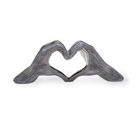 BUSDUGA 4151 Ceramic Hand Heart Grey Scratched / Silver Decoration 30 x 10 x 7 cm Sculpture