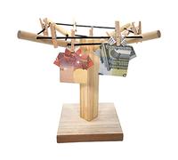 BUSDUGA 4212 Wooden Rotary Clothes Line 19 x 15 cm with 8 Wooden Pegs