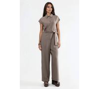 Busem Women's Wide Leg Buttoned Shirt Collar Jumpsuit in Light Brown | Size: Large Busem Light Brown L