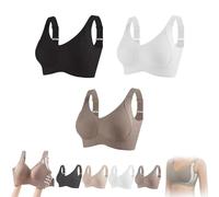 Busgiuar Super Firming Wire-Free Bra All-Day Comfort No More Sagging,Women's Ribbed Adjustable Wireless Bra (3pcs-1,XL)