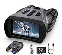 BUSHBINOC Night Vision Goggles 4K, Night Vision Binoculars for Adults, 4" HD Screen Binoculars Black, 10X Digital NightVision, 9 Gear Infrared with 32GB TF Card, 4000mAh Battery Gray