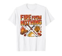 Bushcraft Bow Drill Fire Making Minimalist Line Art T-Shirt