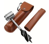 Bushcraft Gear for Survival Settlers Bushscraft Hand Auger Wrench with Flint Scotch Eye Wood Drill Peg and Manual Hole Maker Multitool with Leather Case Camping Brown