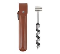Bushcraft Hand Auger Wrench, Bushcraft Gear Drill Auger, Manual Hole Maker Settlers Wrench Wood Auger Hand Wood Drill with Pu Sleeve for Outdoor Backpacking Camping Bushcrafting