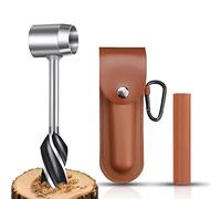Bushcraft Hand Auger Wrench Survival Settlers Tool Manual Hand Wood Auger Drill Bit Wood Drill Peg Hole Maker Multitool(Brown)